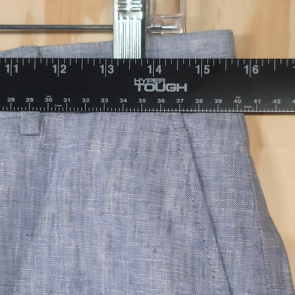 Bar III Dress Pants Mens Size 31x30 Blue 100% Linen Slim Fit Straight Preppy - Picture 4 of 15